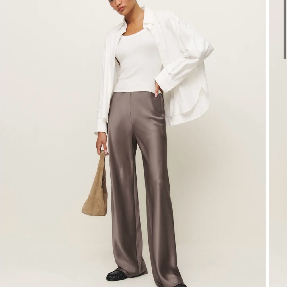 NWT Reformation Gale Satin Mid Rise Bias Pant